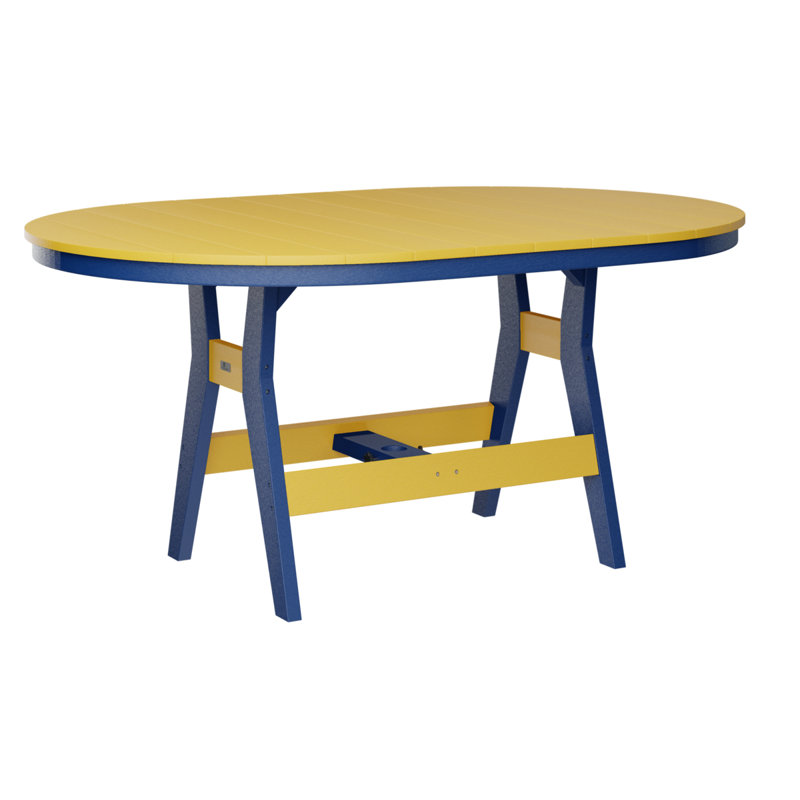 Table de bar berlinoise Berlin, Bleu pacifique, 38.87" H x 64" W x 44" D, Jaune soleil levant