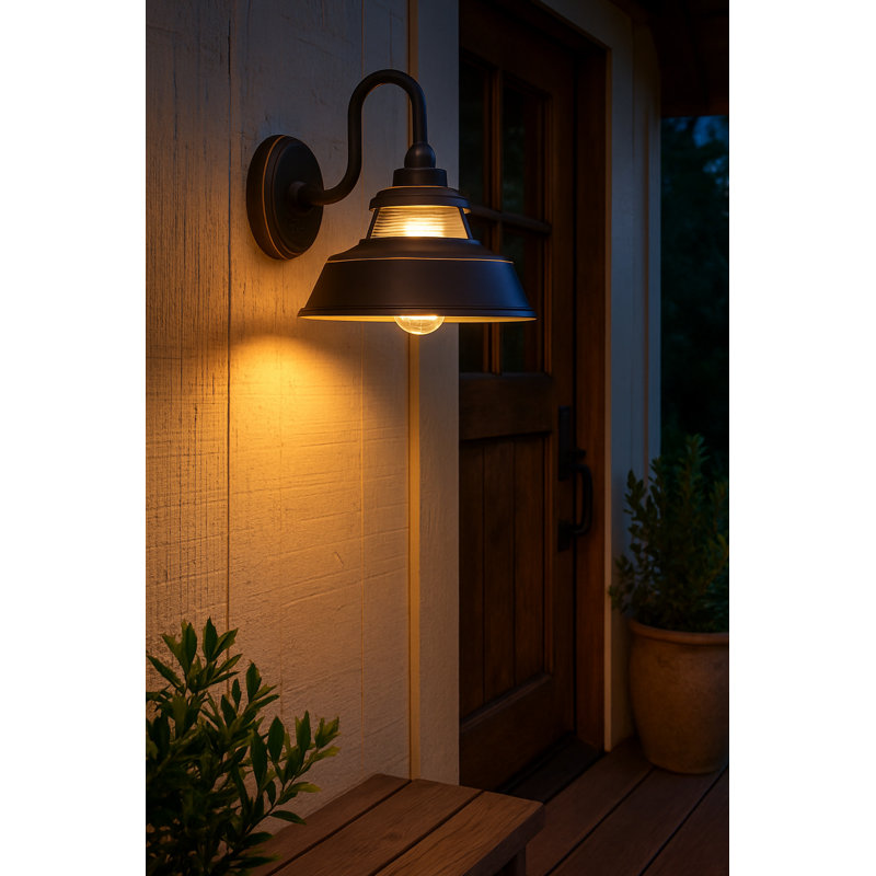 Troyer 1-Light Outdoor Wall Lantern, Oil Rubbed Bronze, 10" H x 10" W x 10" D
