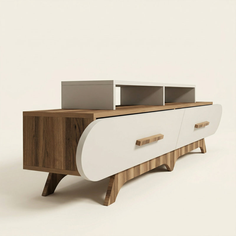 Console média Adalyn de 81 po avec tablettes ouvertes intégrées