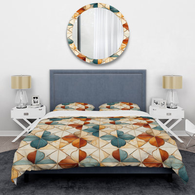 Ensemble de housse de couette Earth Tones Damask Tiles Harmony