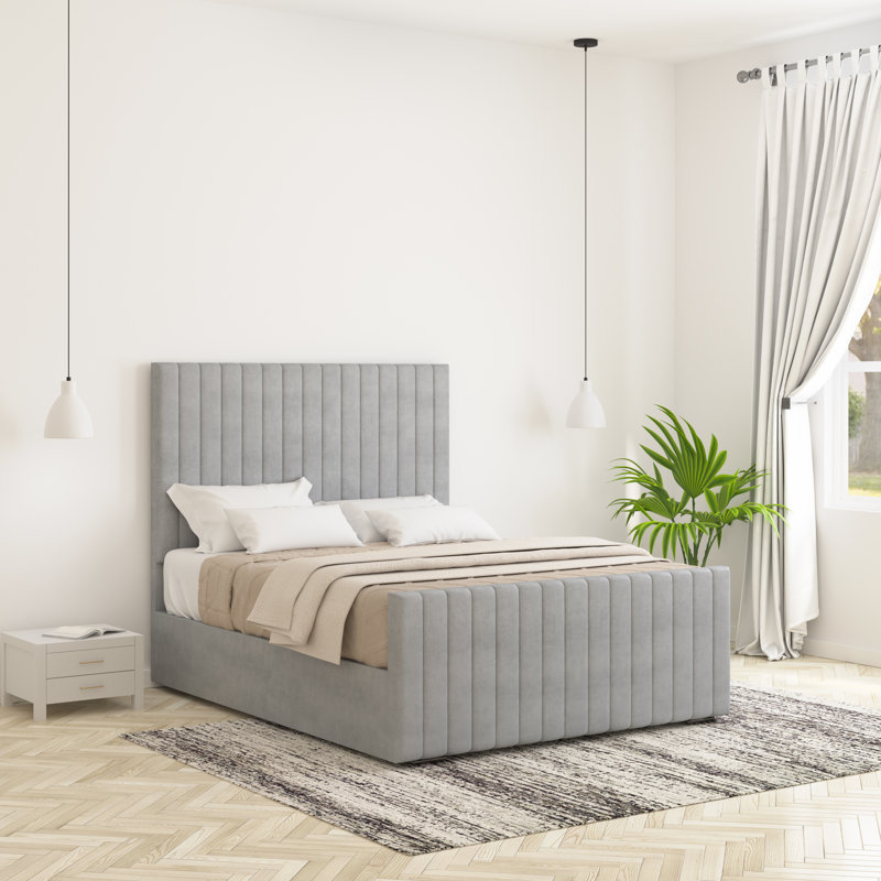 Upholstered Bed, Single (3'), Light Silver
