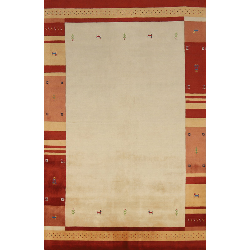 Tapis indien en laine fait à la main de style Gabbeh 5 x 8