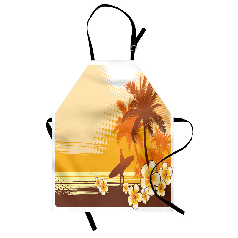 East Urban Home Surf Apron, Cooking Gardening, Adult Size, Yellow Brown Orange