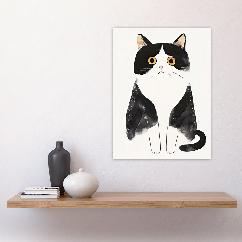 Tuxedo Cat Lover Cute Black White Pet Eyes Wall Art Print