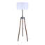 Lampe sur pied 1 lumière Mariquita avec finition noir mat et simili grain de bois et abat-jour blanc