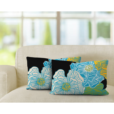 Floral Outdoor Reversible Throw Pillow