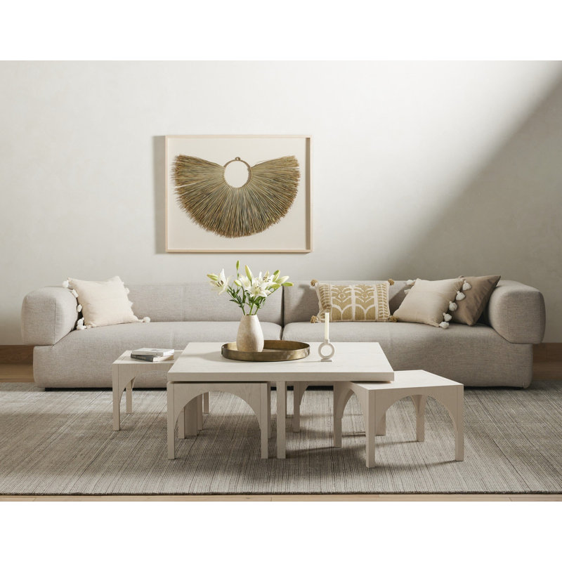 Amara Nesting Coffee Table, Off White Oak Solid
