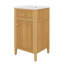 Meuble-lavabo autoportant en bois de 20 po avec lavabo, pieds en bois massif, tiroir inclinable, tablette réglable - boutons en bois pour les petites salles de bain
