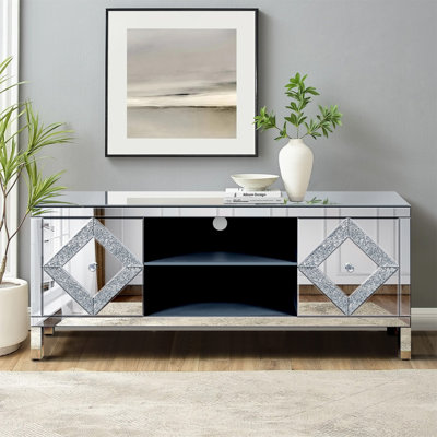 Meuble télé avec miroir pour téléviseur de 65 pouces et plus