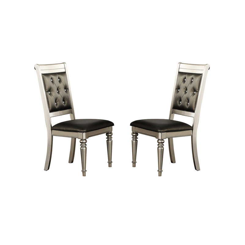 2 chaises de salle à manger argentées avec cadre en bois massif ferme, pour la surface, capacité de poids de 200 lb, assemblage requis 2 pièces, parfait pour les pièces, capacité