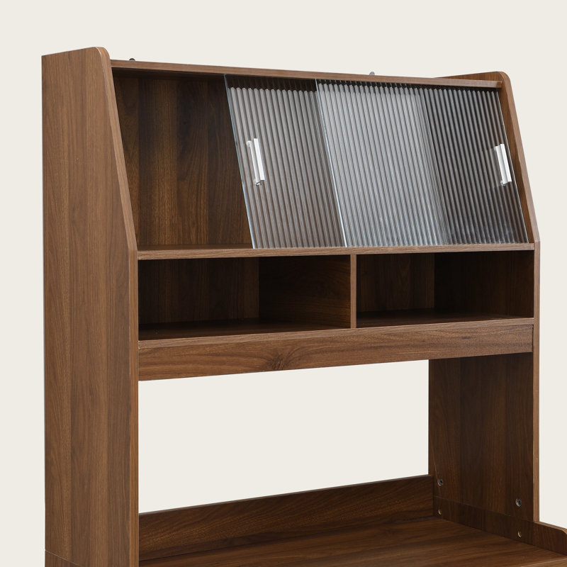 Kitchen Pantry Cabinet with Extendable Table, Walnut