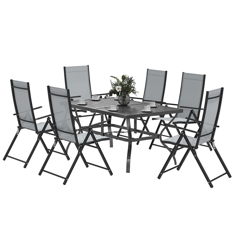 6 - Person Patio Dining Set with, Black