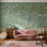 Papier peint chinois chinois vert sauge amovible