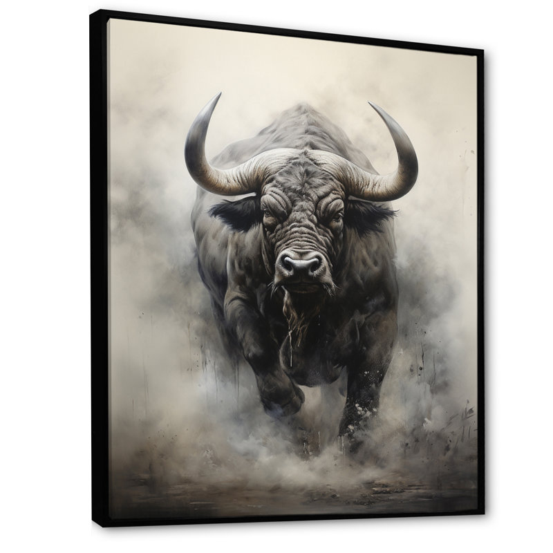 Buffalos africain force - décoration murale africaine, H 20 po x l 12 po x P 1 po, Cadre flottant noir