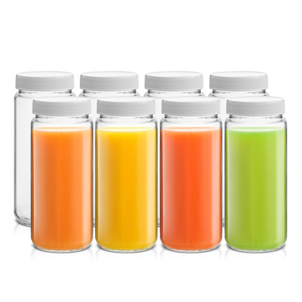 Square Glass Water Carafe Bottles with Wire Lids 34 oz. Set of 10, Bulk  Pack - Perfect for Juices, Smoothies, Milk, Condiments - Clear