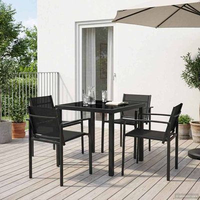  Outdoor Furniture Set Black And Anthracite Textilene Garden Patio Steel