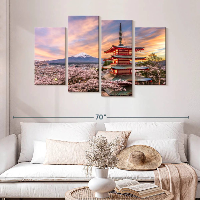 Nicci Chureito Pagoda In Spring, 32" H x 52" W