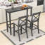 Ensemble de salle à manger 3 pièces à hauteur de bar rectangulaire en bois avec chaises rembourrées-2101640369
