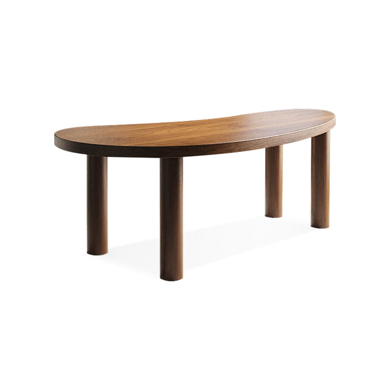 Bureau courbé en bois massif noyer clair, H 29,53 po x l 78,74 po x P 31,5 po