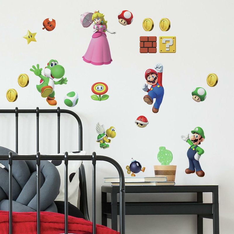 Super Mario Brothers Peel and Stick Wall Decals for Kids