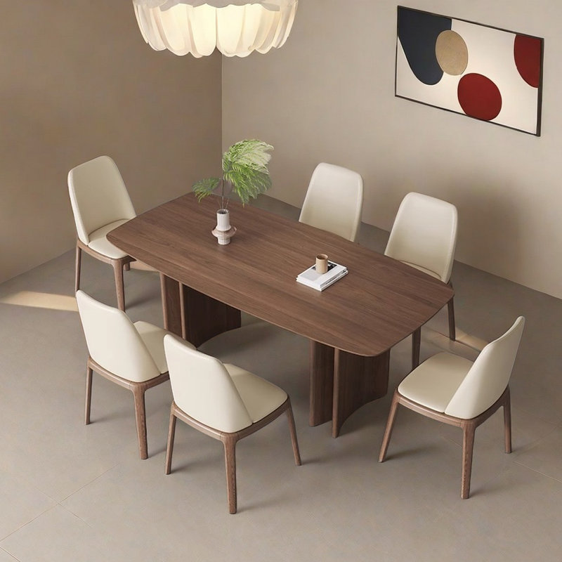 Table de salle à manger rétro Retro, bois de noyer noir, H 29,5 po x L 55,1 po x l 31,5 po
