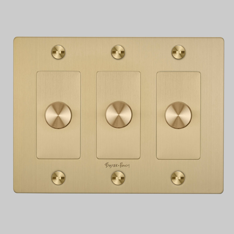 1G Dimmer / Logo, Brass, 3 Gang