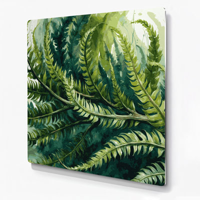 Art mural en métal Botanical Staghorn Fern Green