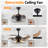 48" Black Remote Control Ceiling Fan Light – Industrial 4-Blade Fan With Cage Design And Adjustable Speed For Living Room, Bedroom, Or Office (Silent/6-Speed/Reversible/Dc Motor)  (Bulb Not Included)