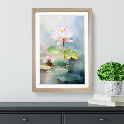 Lotus Flower Impressionism - Framed Print