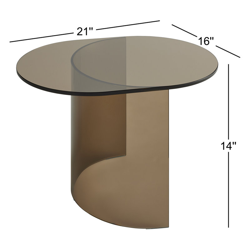 Half Past Glass End Table, 14" H x 21" W x 16" D
