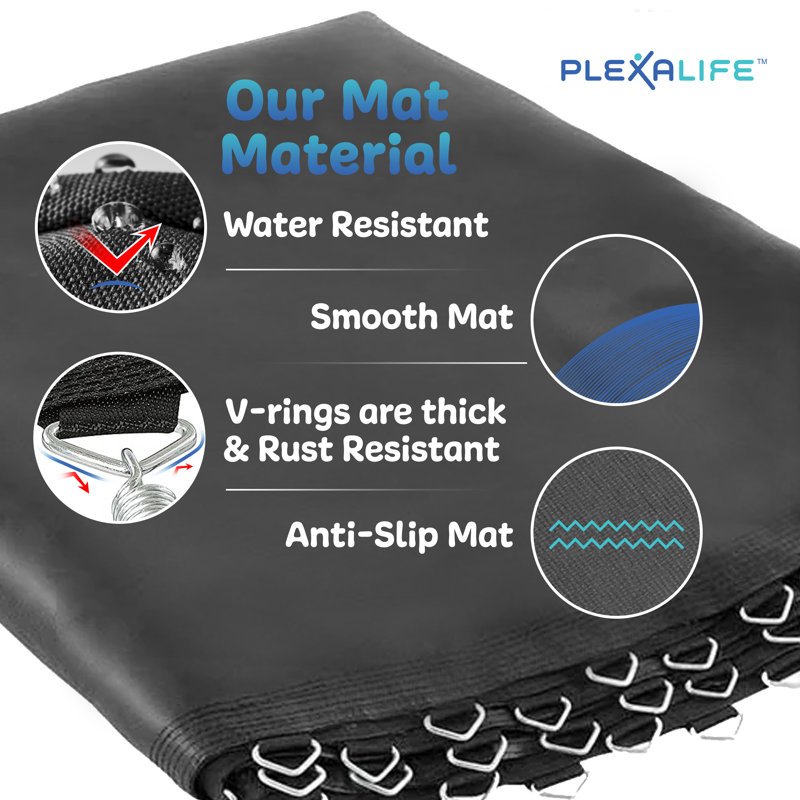 Plexalife Trampoline Replacement Mat with Sturdy 84 V-Rings - Jumping Mat Compatible with 15ft Round Frame & 6.5" Springs - Ultra Durable PP Mat with High Elasticity - UV & Water Resistant