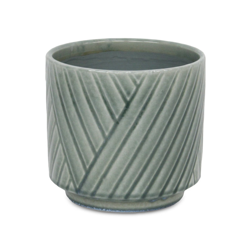 Kettering Handmade Ceramic Pot Planter, 6.5" H x 7" W x 7" D, Green