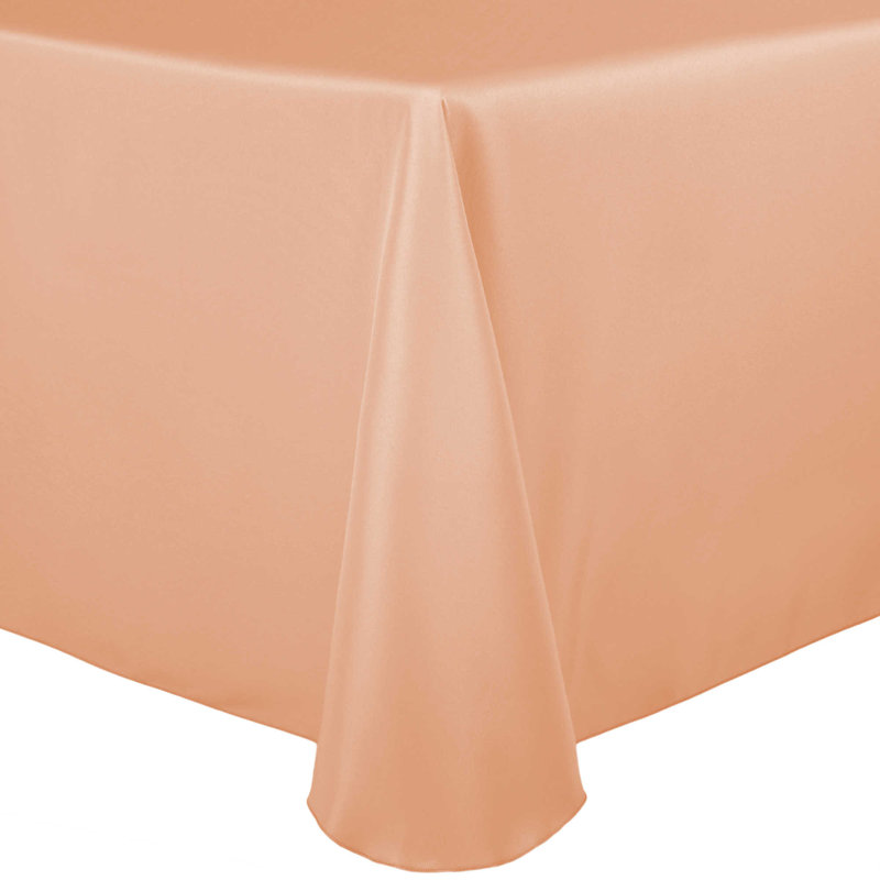 3 Pack Oval Polyester Linen Tablecloth, 96" x 54", Peach