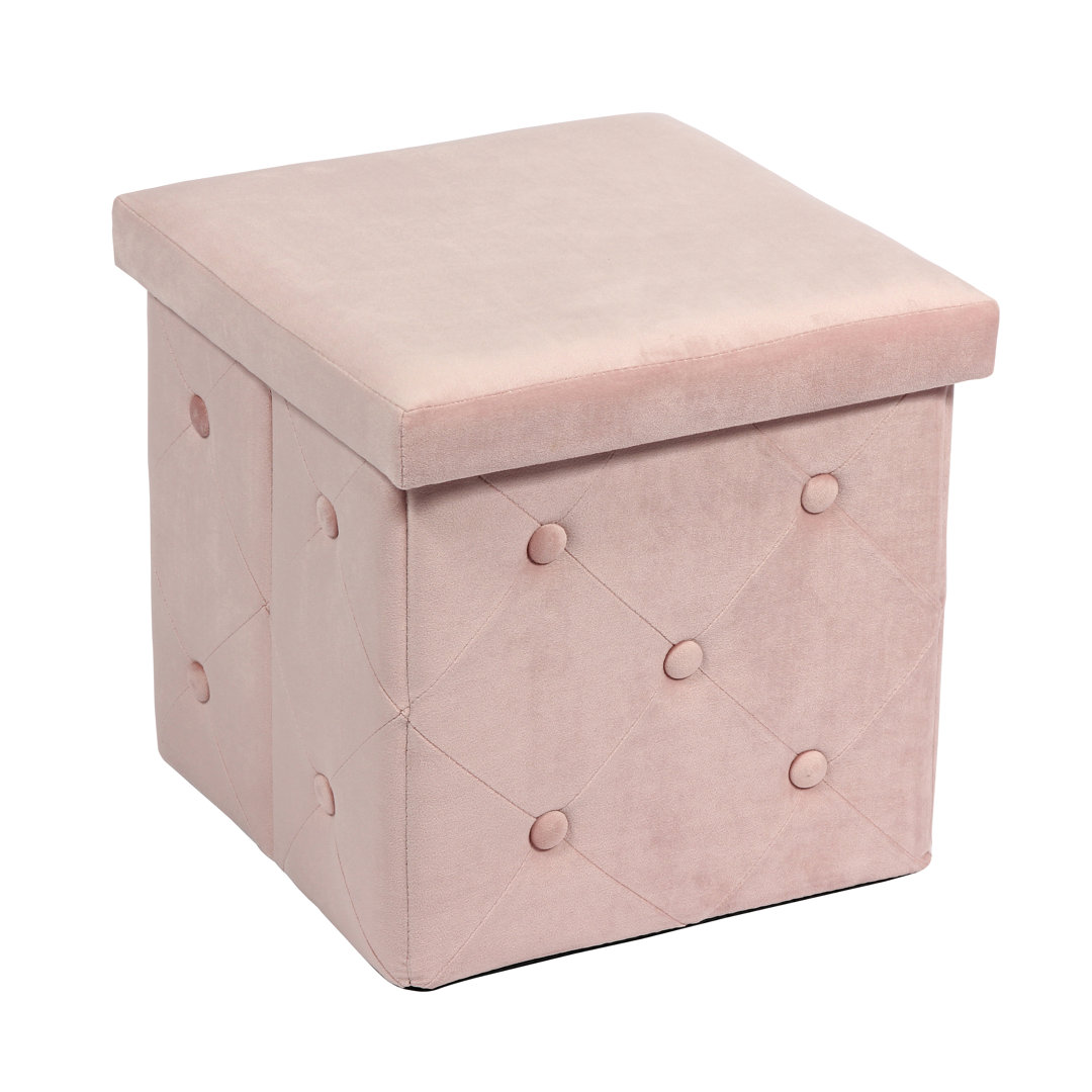 Farview 38cm Wide Velvet Square Ottoman with Storage
