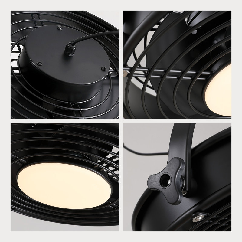 19.7" Outdoor Waterproof Caged Ceiling Fan with Light Kit and Remote Control