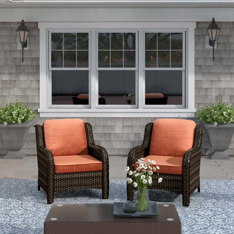 Tommy Patio Chair with Cushions, Orange Red
