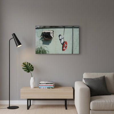 Boy With Lifebuoy Street Art Canvas