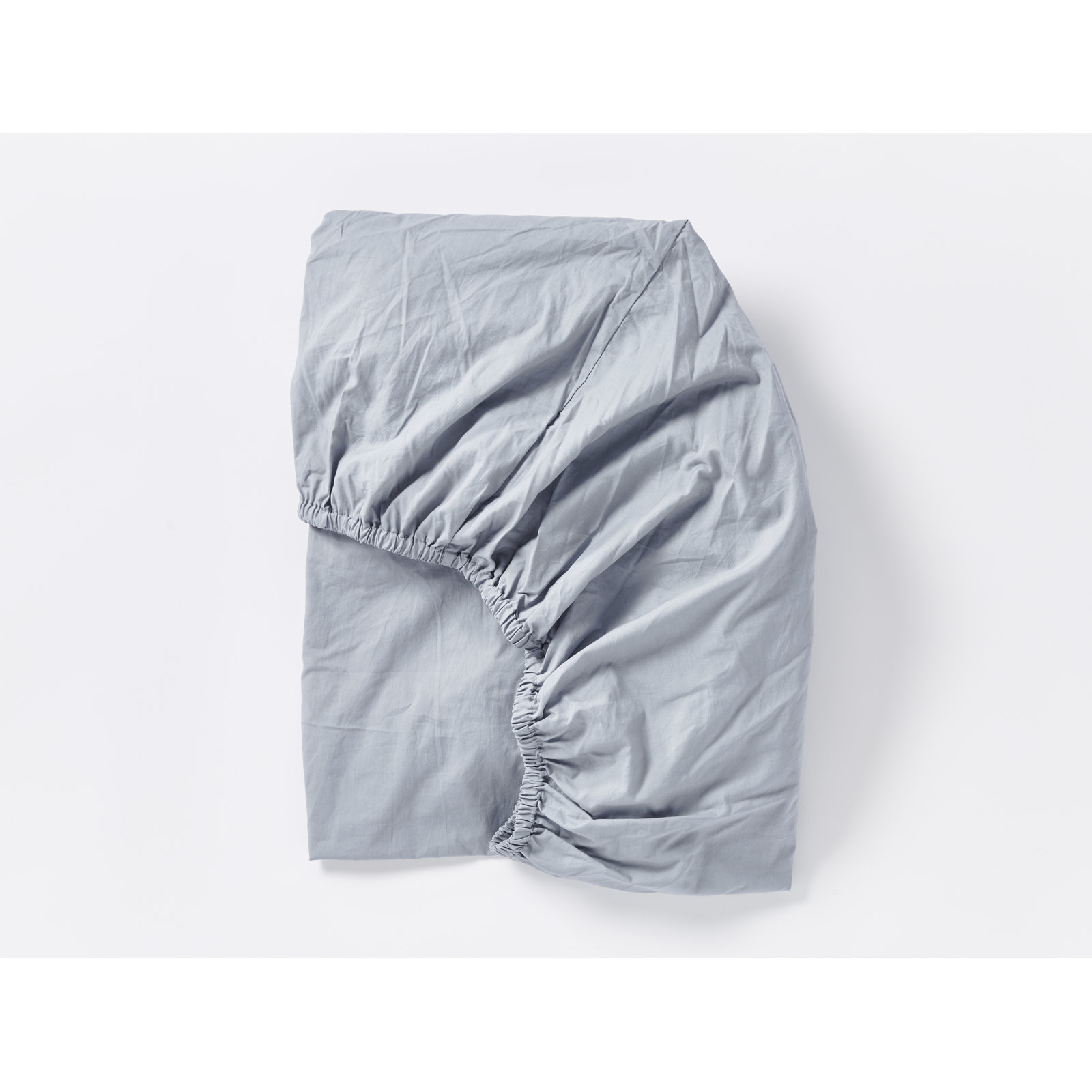 Crinkled 100% Cotton Percale Fitted Sheet, California King Fitted Sheet, Steel Blue