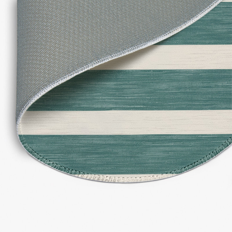 HorizontalStripes Blue Indoor and Outdoor Area Rug, Round 5'