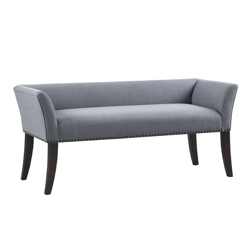 Tabouret d'appoint rembourré bleu ardoise - salon en bois massif et contreplaqué bleu, Slate Blue
