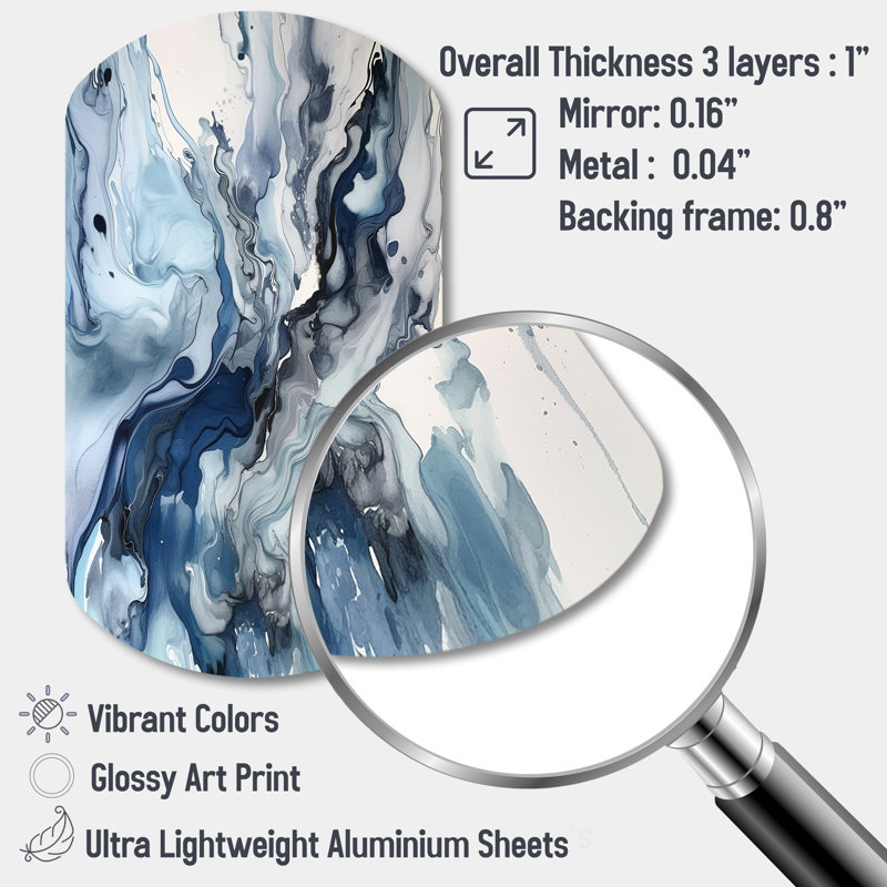 Blue And Grey Ethereal Elixir II - Abstract Cylinder Shape Metal Wall Sculpture, 31" H x 19" W x 1" D