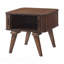 1Pc Modern Storage End Table Walnut Finish With Tambour Doors
