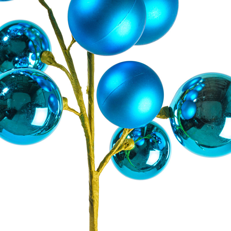 30" Turquoise Ball Ornament Spray., Turquoise