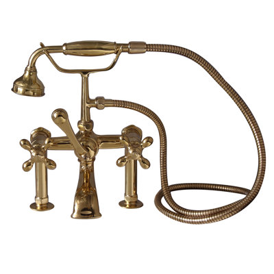 3 Handle Bathroom Clawfoot Tub Faucet with Diverter