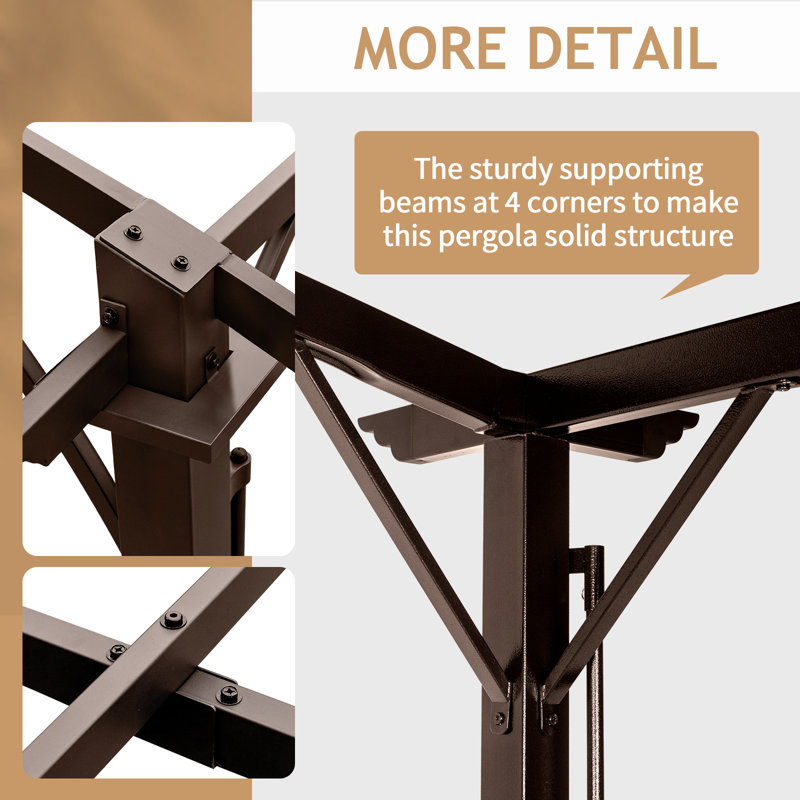 12 pi. L 9 pi. D Pergola en acier avec auvent