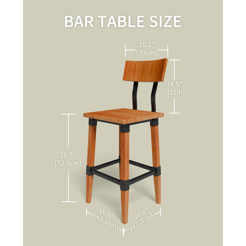 Counter Stool with Solid Wood Frame