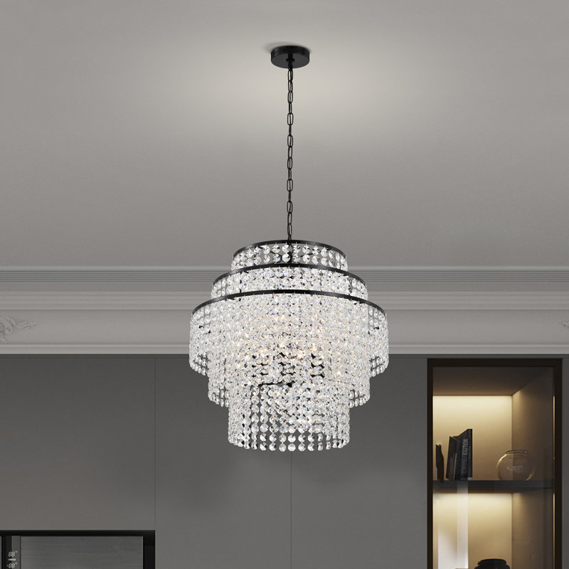 Hythe Dimmable Tiered Chandelier, 25" H x 24" W x 24" D, Antique Black