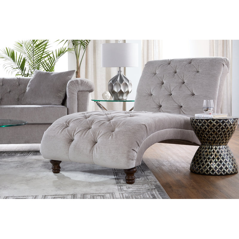 Chaise longue rembourrée Atice, Mélange argent luxuriant / polyester