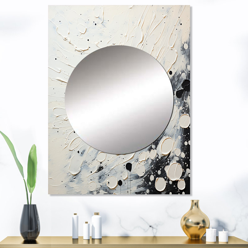 Gris gris Mid Century Minimalist Wave - miroir mural minimaliste, miroir décoratif gris, impression d'art en métal