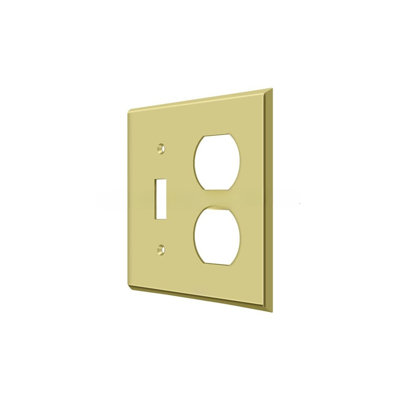 Deltana SWP4762U5 Switch Plate, Single Switch/Double Outlet in Antique Brass